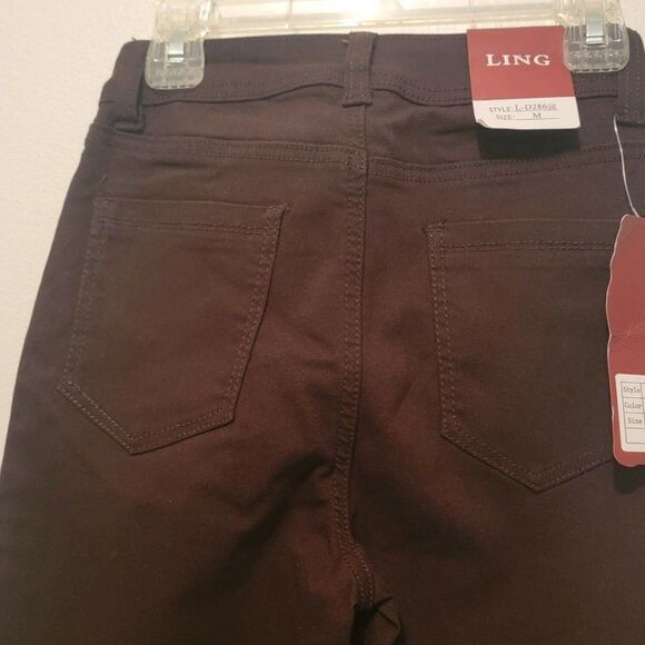 Ling Collection Girls Brown Cotton Blend Pockets Denim Skinny Jeans Size Medium - Picture 4 of 8